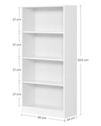 Bücherregal - 4 Level - Verstellbare Regale - Weiß