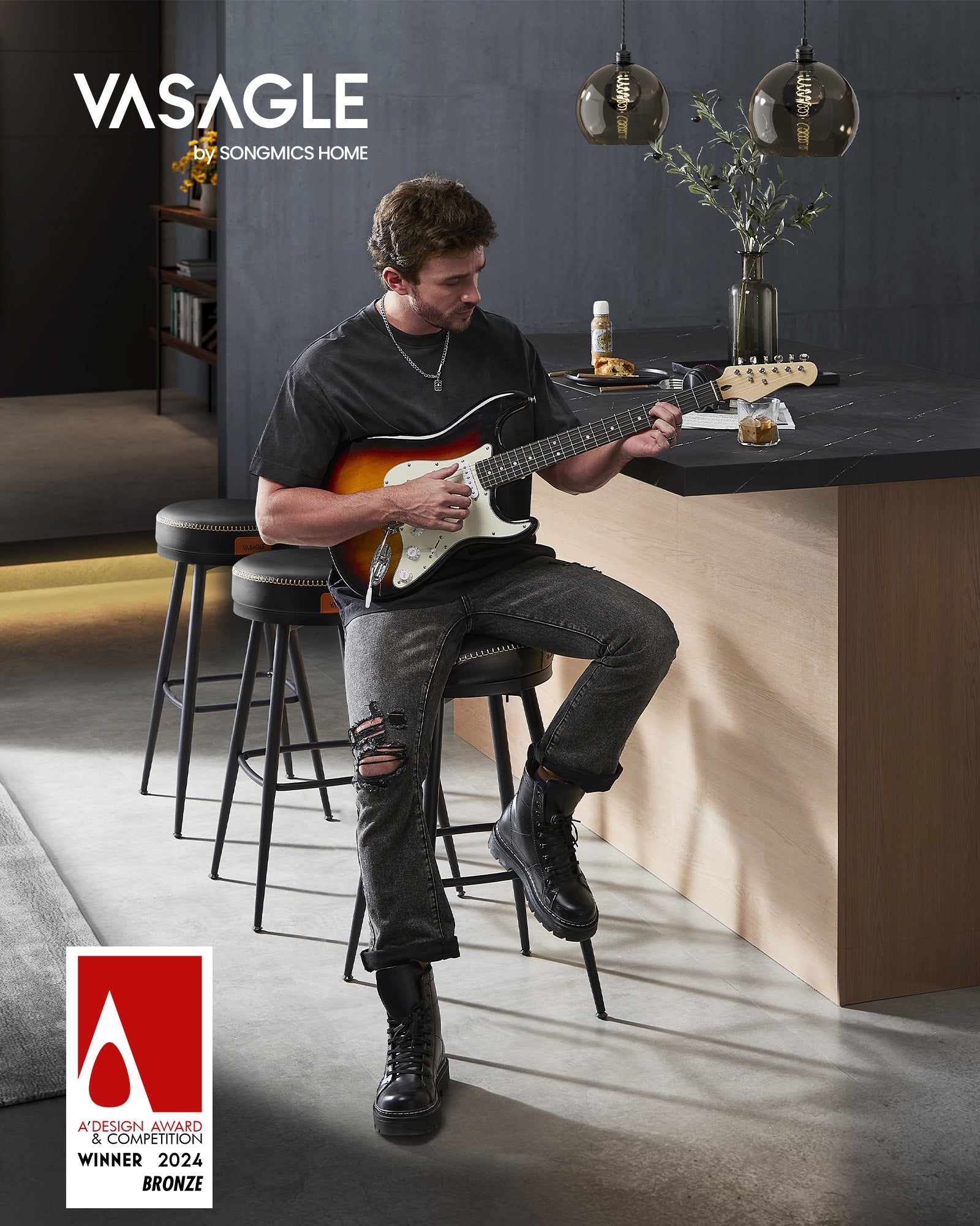 Barhocker -Set von 2 76 cm hoher Tintenschwarz