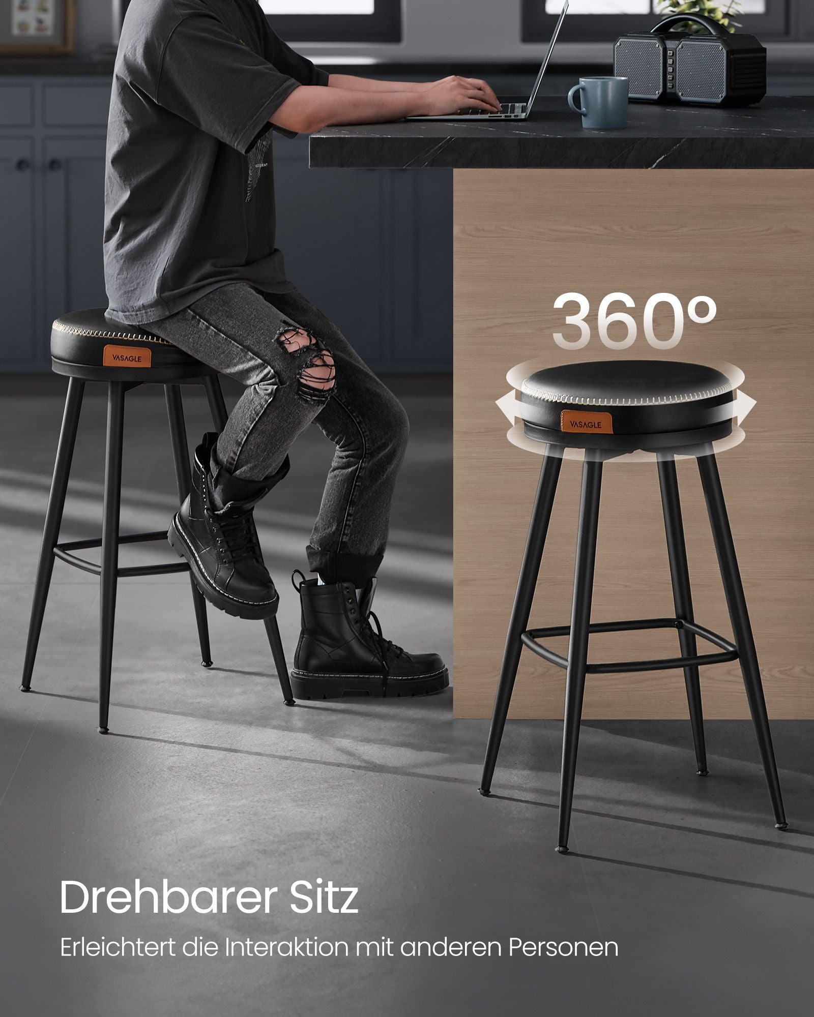 Barhocker -Set von 2 76 cm hoher Tintenschwarz