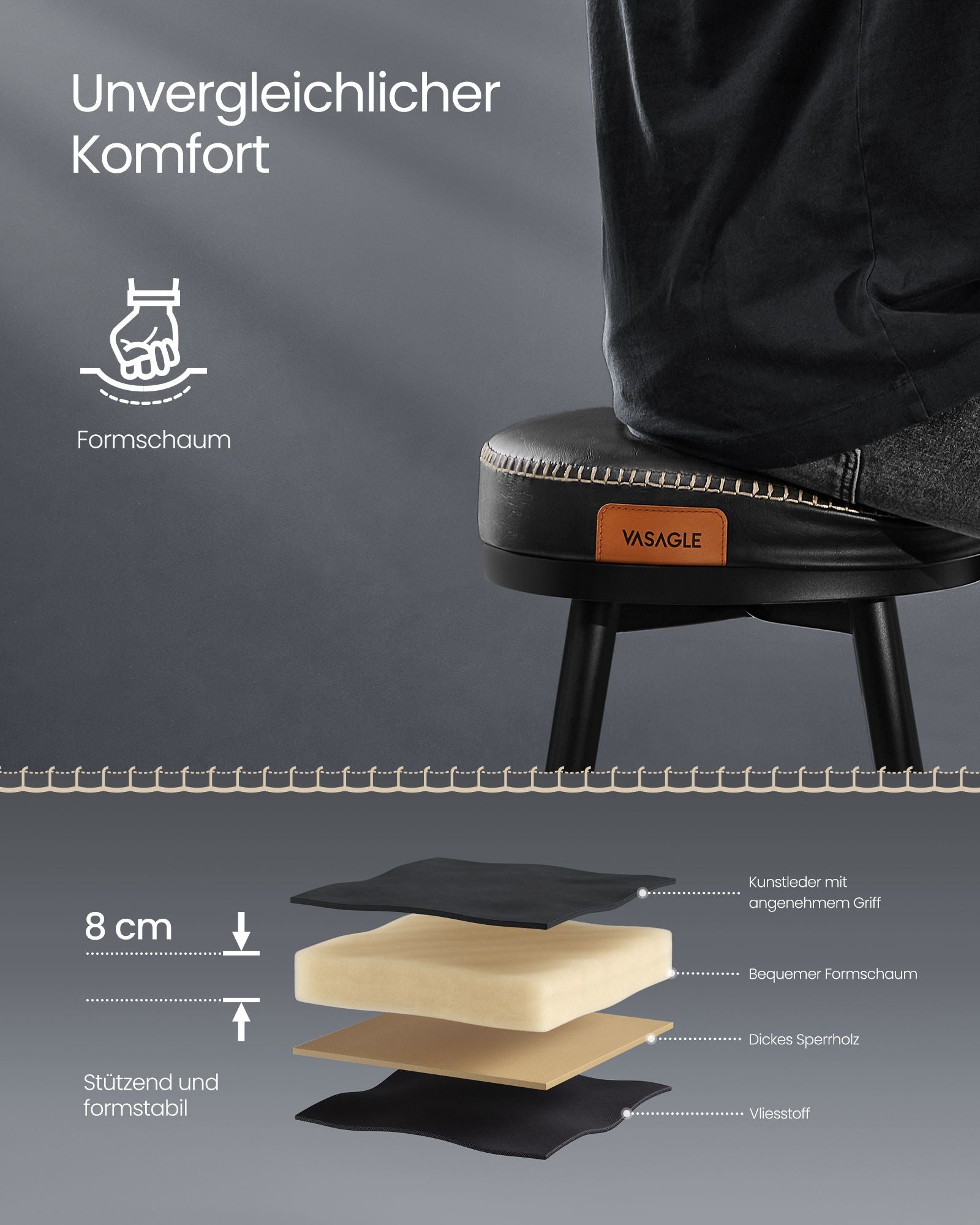 Barhocker -Set von 2 76 cm hoher Tintenschwarz