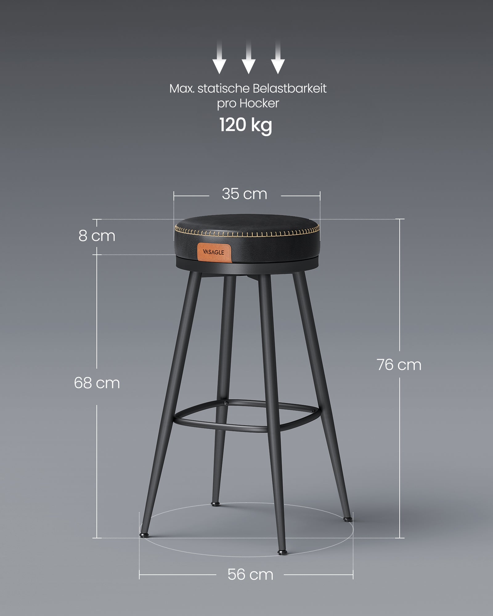 Barhocker -Set von 2 76 cm hoher Tintenschwarz