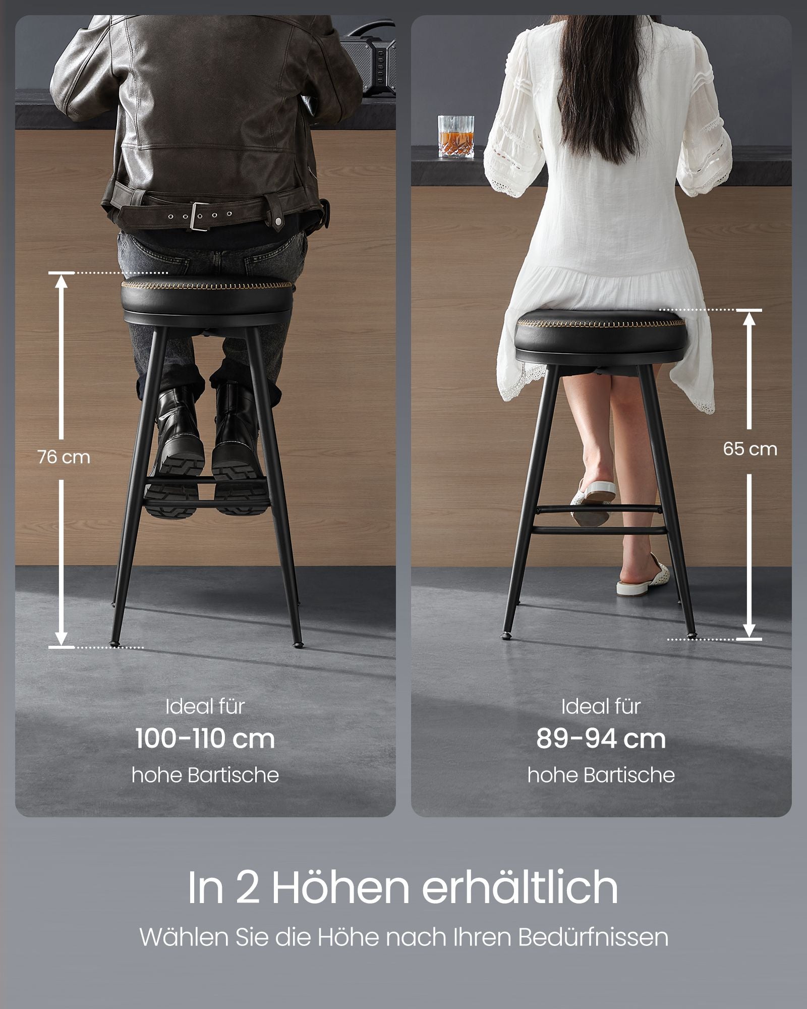 Barhocker -Set von 2 76 cm hoher Tintenschwarz