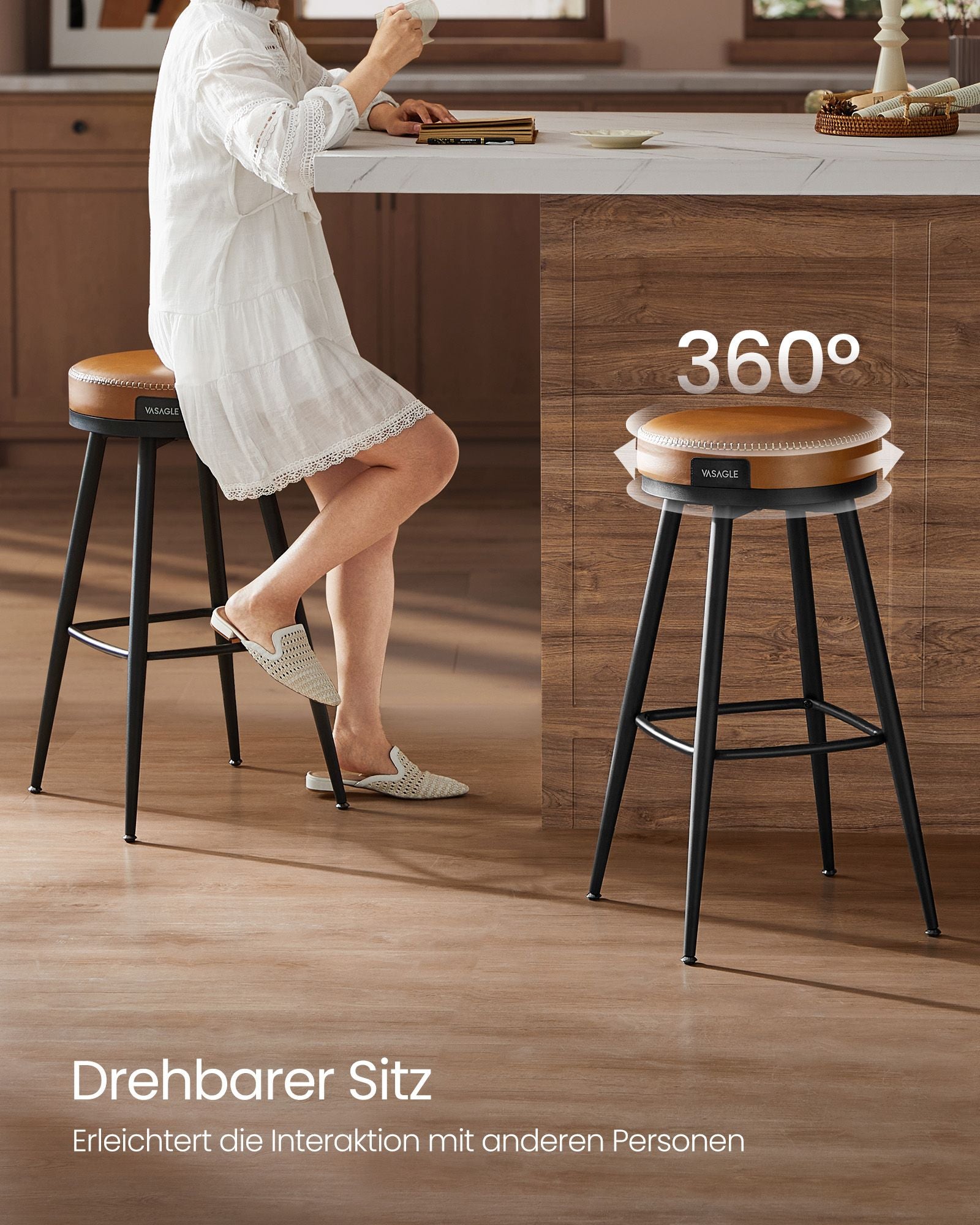 Barhocker -Set von 2 76 cm hohem Karamellbraun