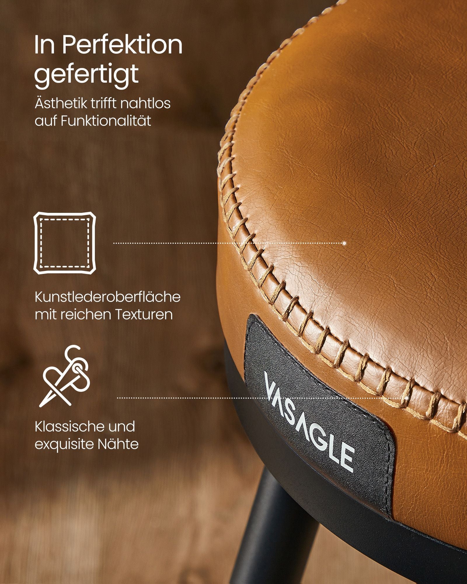 Barhocker -Set von 2 76 cm hohem Karamellbraun