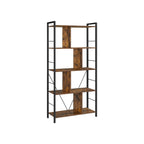 Bücherregal - Büroschrank - offene Fächer - mit 5 Levels - Metallrahmen - braunschwarz