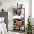 Bücherregal - Büroschrank - offene Fächer - mit 5 Levels - Metallrahmen - braunschwarz