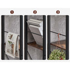 Bücherregal - Büroschrank - offene Fächer - mit 5 Levels - Metallrahmen - braunschwarz