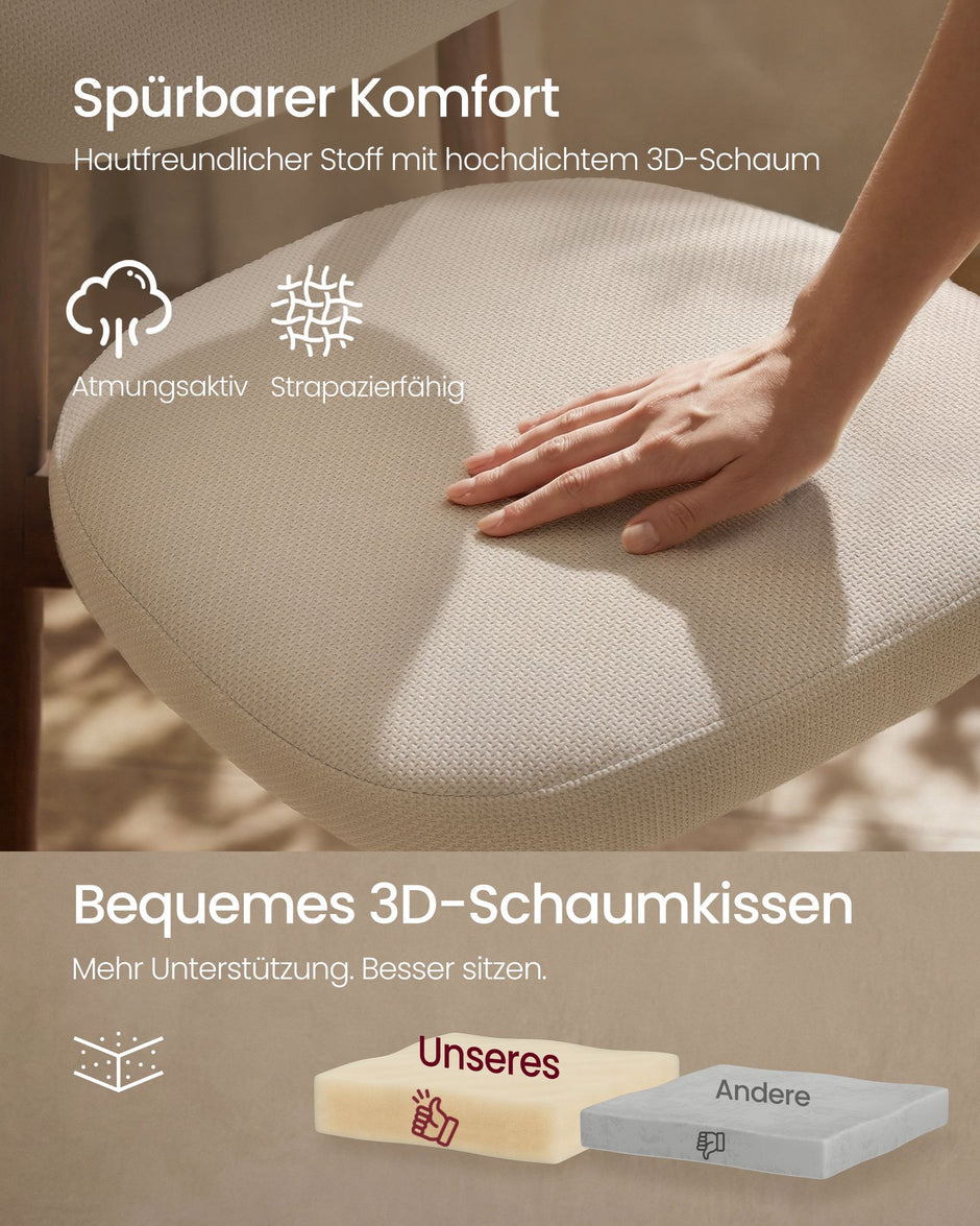 Barkruk - 2-Delige Set met Rugleuning en Houten Poten - Lichtbeige - 50 x 51,5 x 95,5 cm