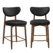 Barkruk - 2-Delige Set met Rugleuning en Houten Poten - Zwart - 50 x 51,5 x 95,5 cm
