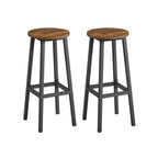 Barhocker-Set von 2 mit Fußstützen-Vintage-Braunschwarz