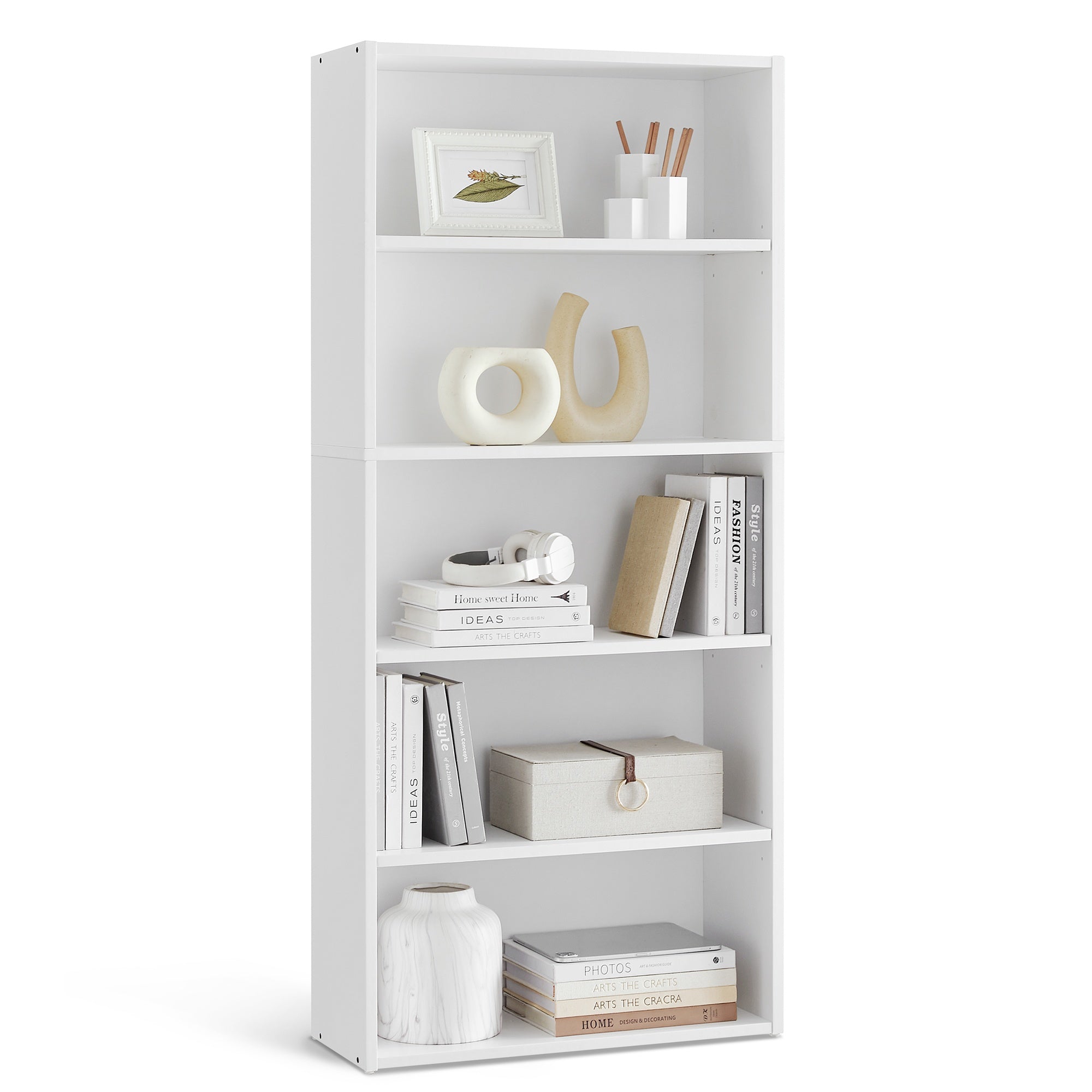 Boekenkast - 5 Planken - Verstelbare Planken - 134 cm - Wolkenwit