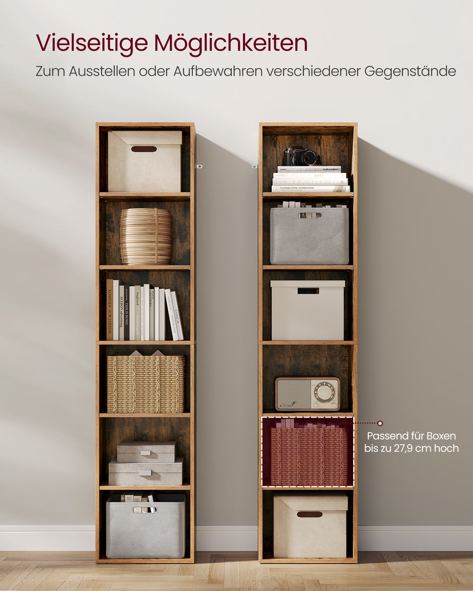 Bücherregal mit 6 Levels 24 x 40 x 178,5 cm Vintage Braun