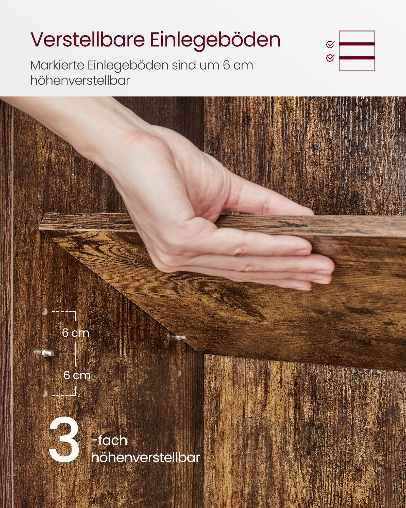 Bücherregal mit 6 Levels 24 x 40 x 178,5 cm Vintage Braun