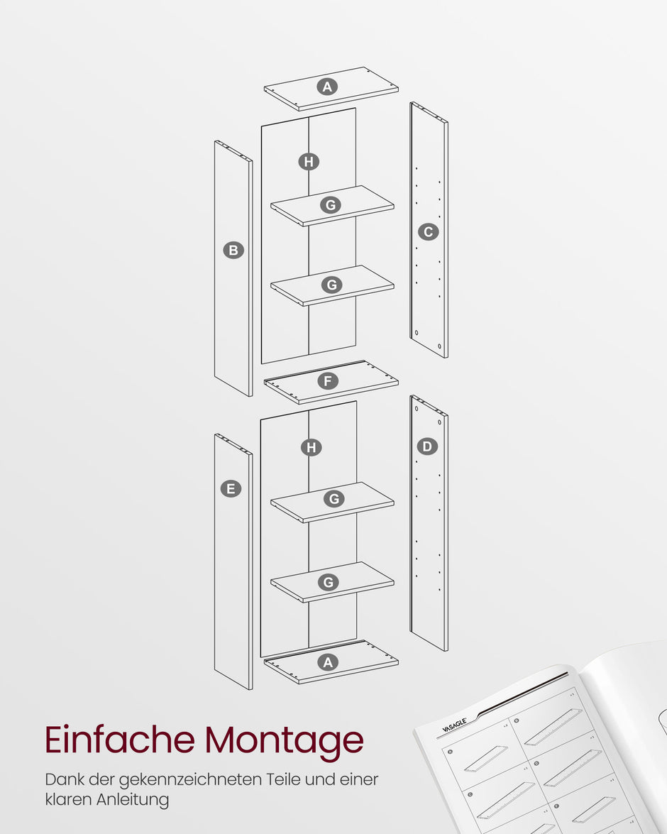 Bücherregal mit 6 Levels 24 x 40 x 178,5 cm Vintage Braun