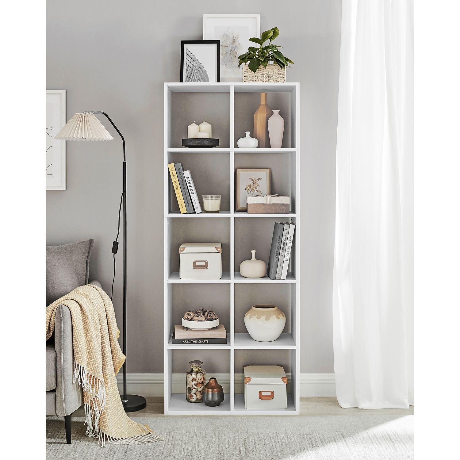Bücherregal - Wohnzimmerschrank - Aufbewahrungsschrank - mit 10 Fächern - Weiß
