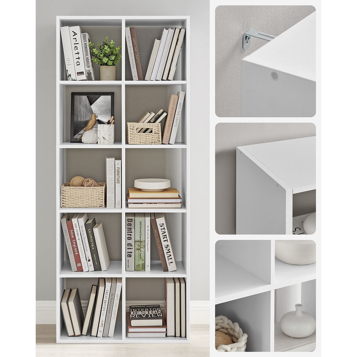 Bücherregal - Wohnzimmerschrank - Aufbewahrungsschrank - mit 10 Fächern - Weiß