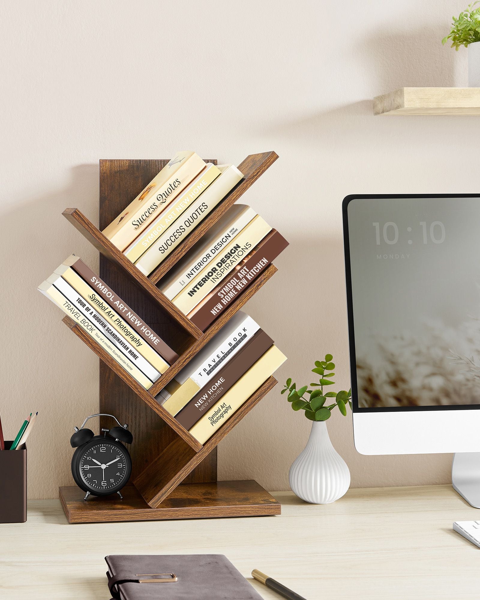 Bücherregal - Baumform - Raum - Vintage Brown