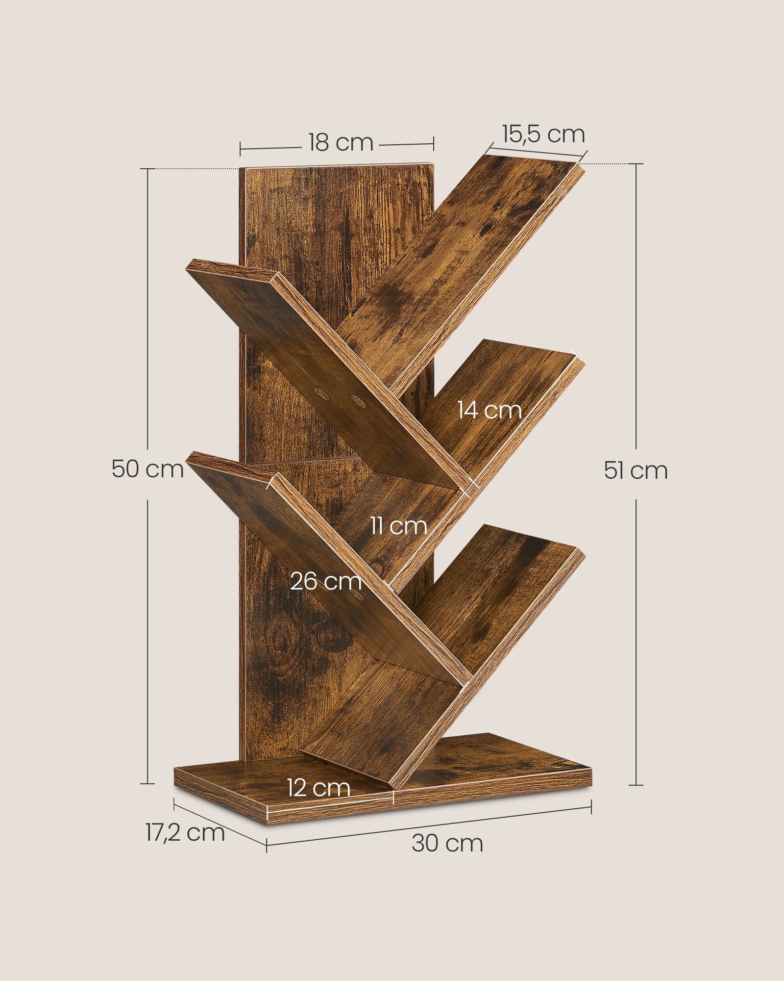 Bücherregal - Baumform - Raum - Vintage Brown