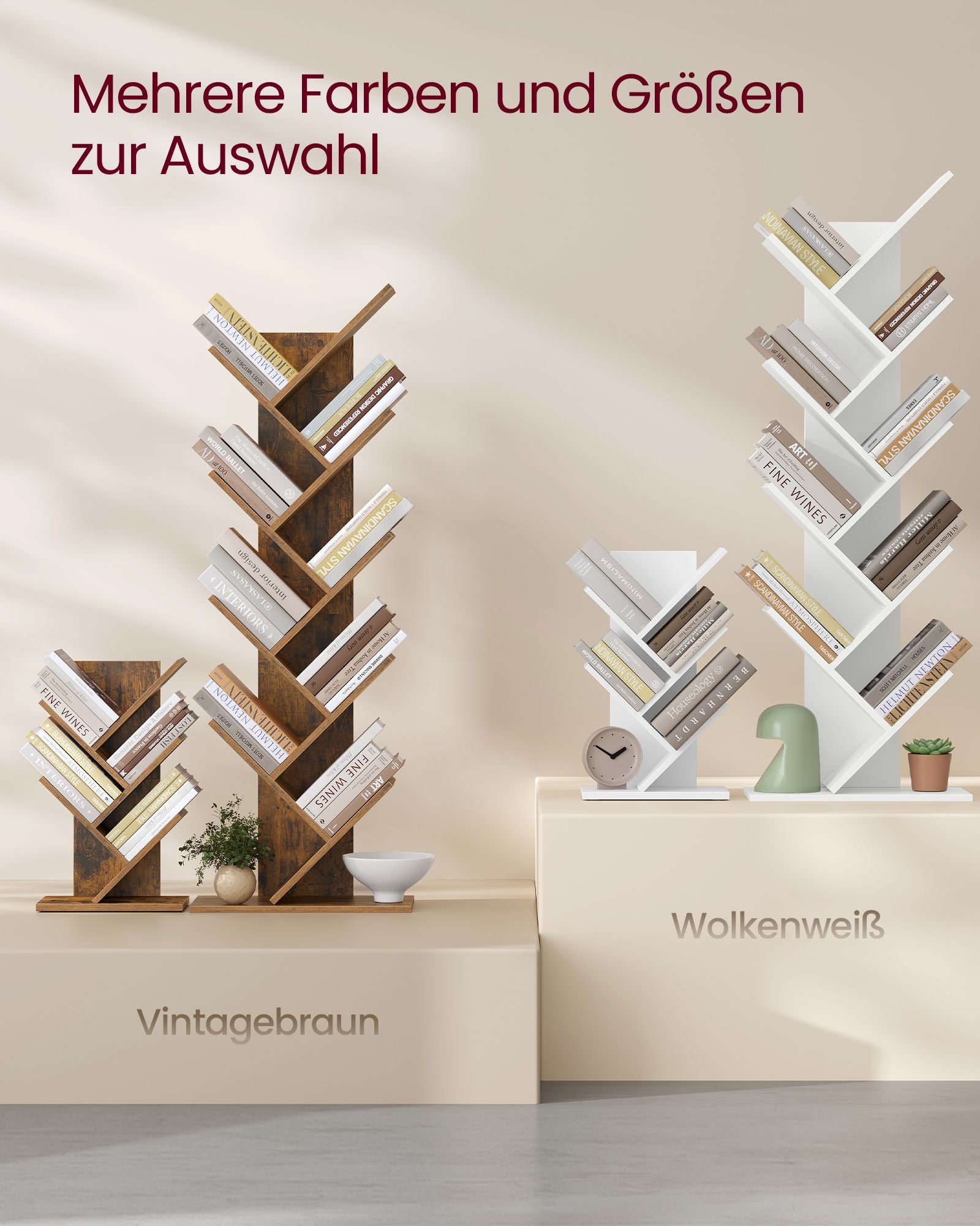 Bücherregal - Baumform - Raum - Vintage Brown