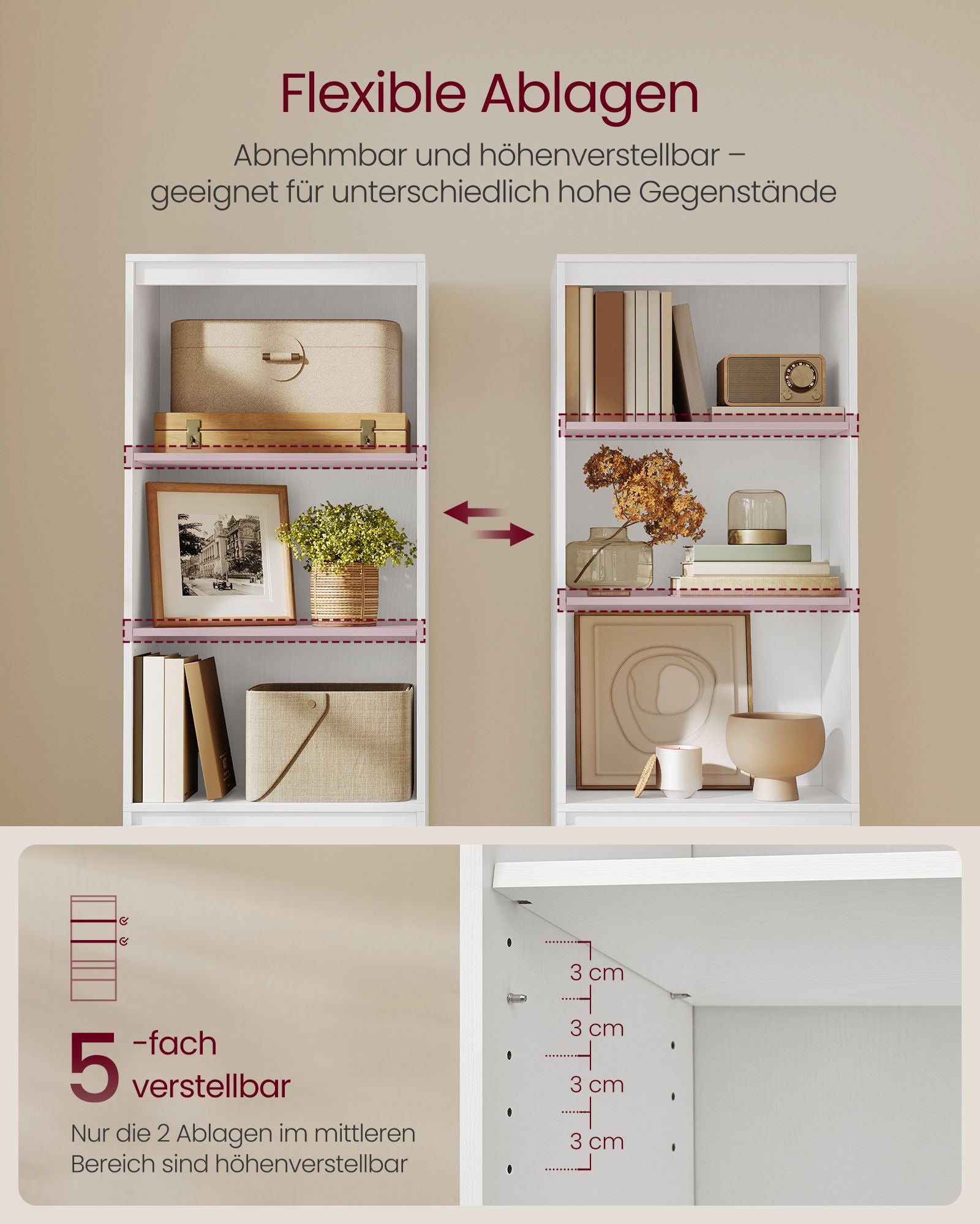 Bücherregal mit 3 Schubladen verschiedener Abmessungen Schneewittchen