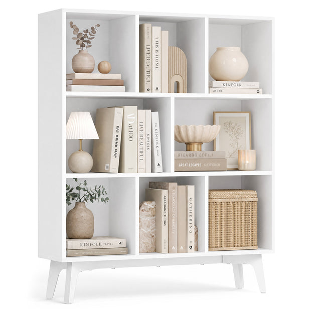 Boekenkast - 8 Vakken - 90 x 107 cm - Smal - Wolkenwit