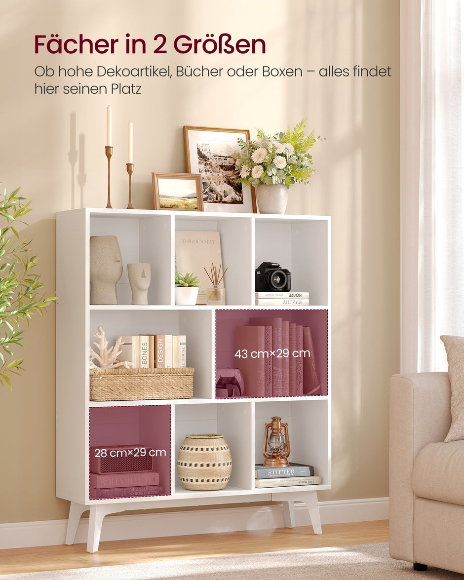 Boekenkast - 8 Vakken - 90 x 107 cm - Smal - Wolkenwit