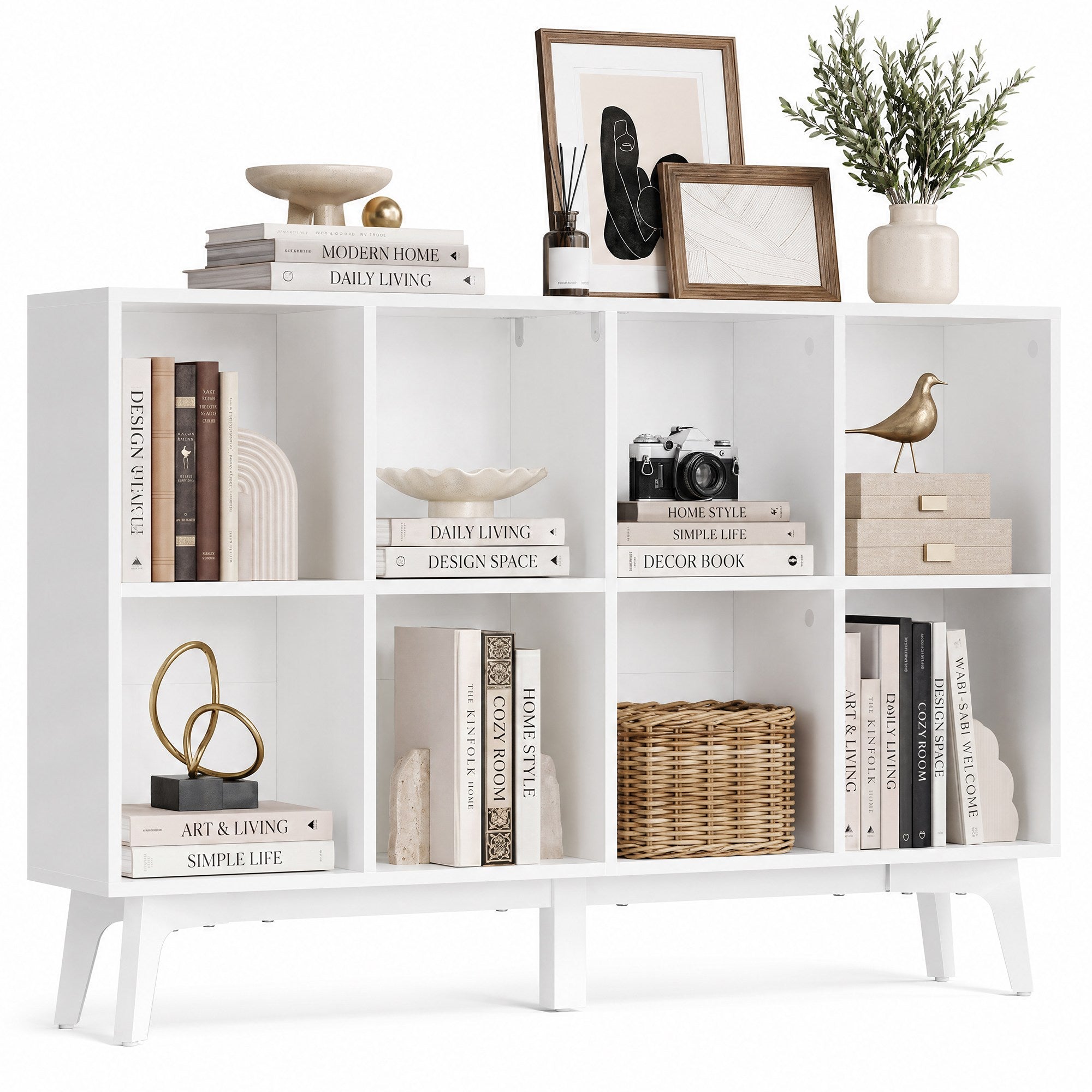 Boekenkast - 8 Vakken - 120 x 77 cm - Smal - Wolkenwit