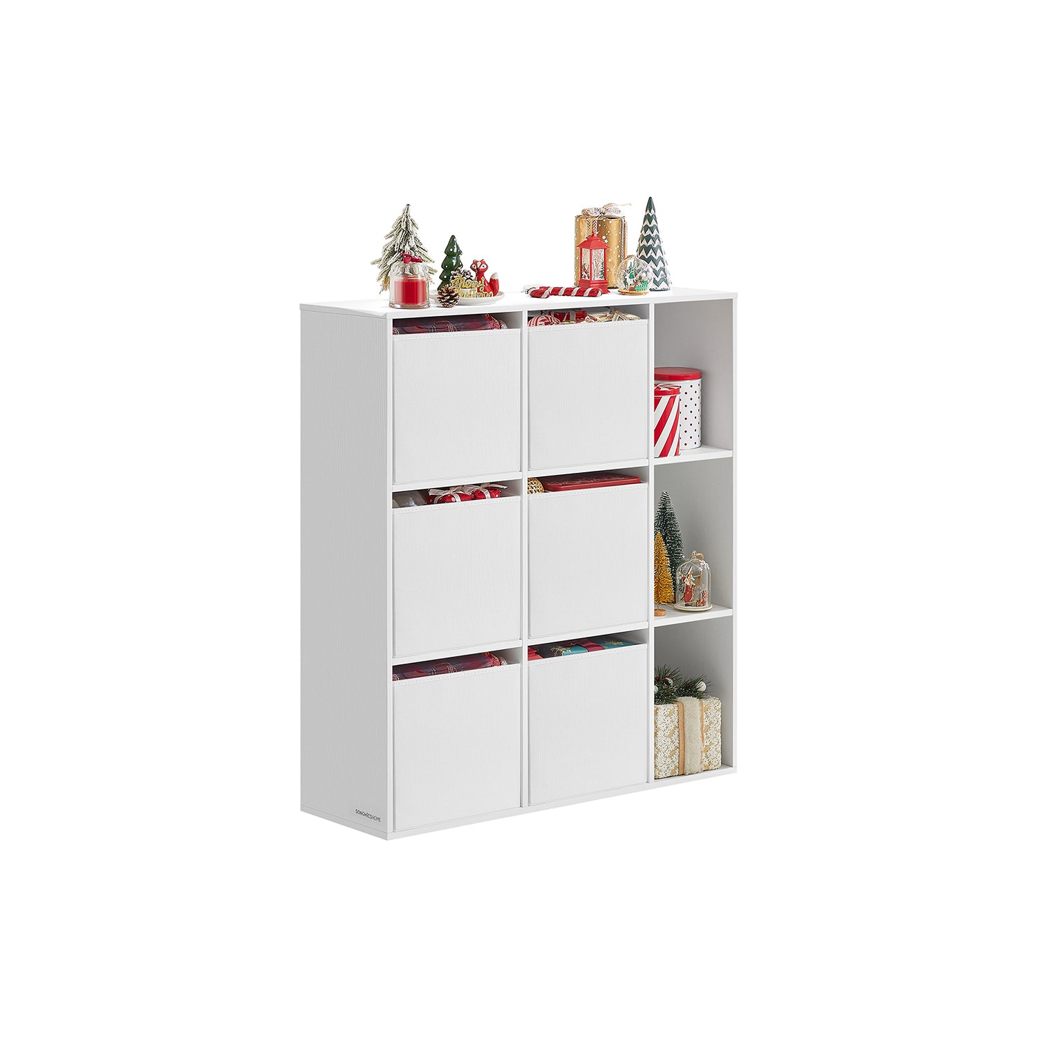 Bücherregal mit 6 Stoffschubladen - Toolless - Lagermöbel