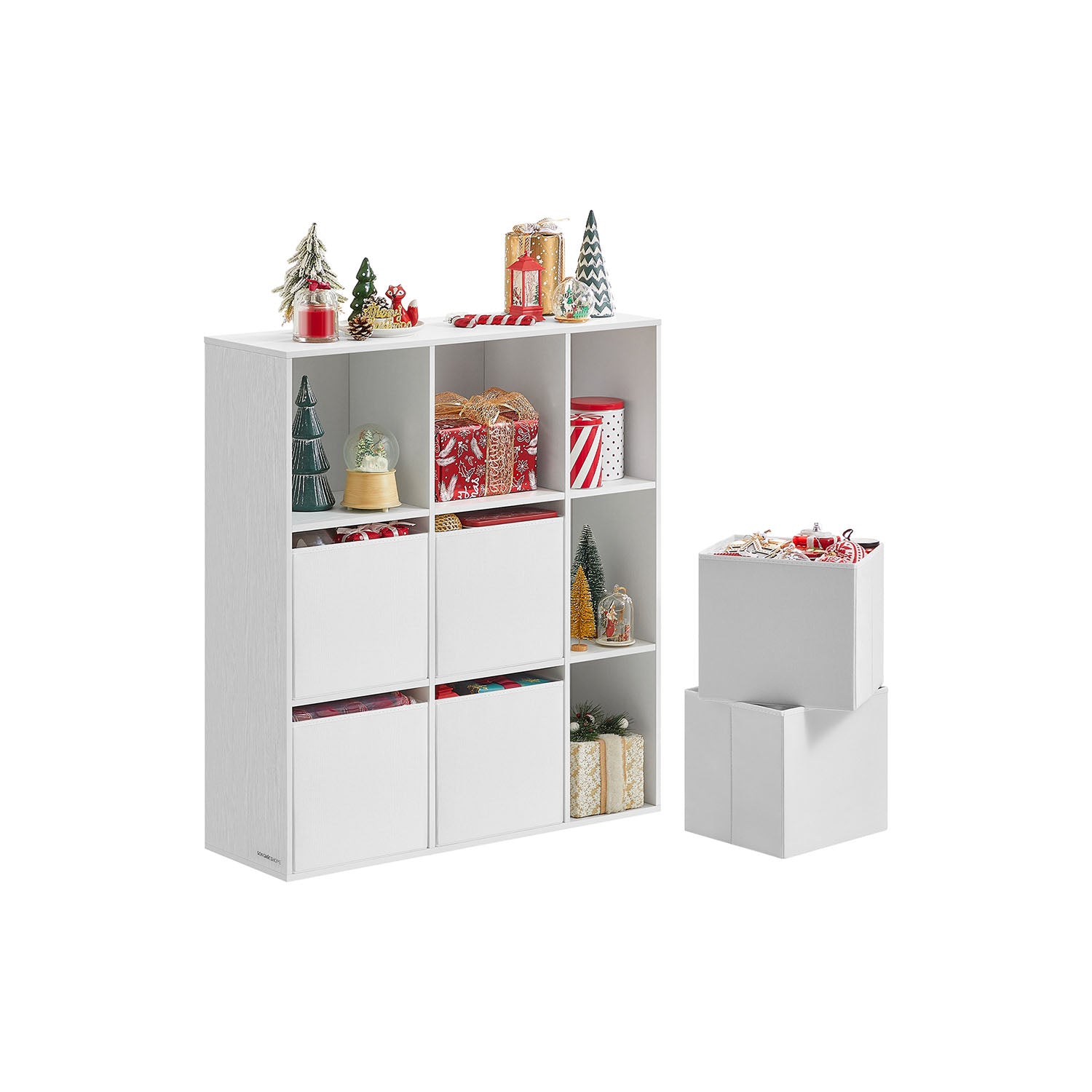 Bücherregal mit 6 Stoffschubladen - Toolless - Lagermöbel
