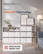 Bücherregal mit 6 Stoffschubladen - Toolless - Lagermöbel