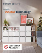Bücherregal mit 6 Stoffschubladen - Toolless - Lagermöbel