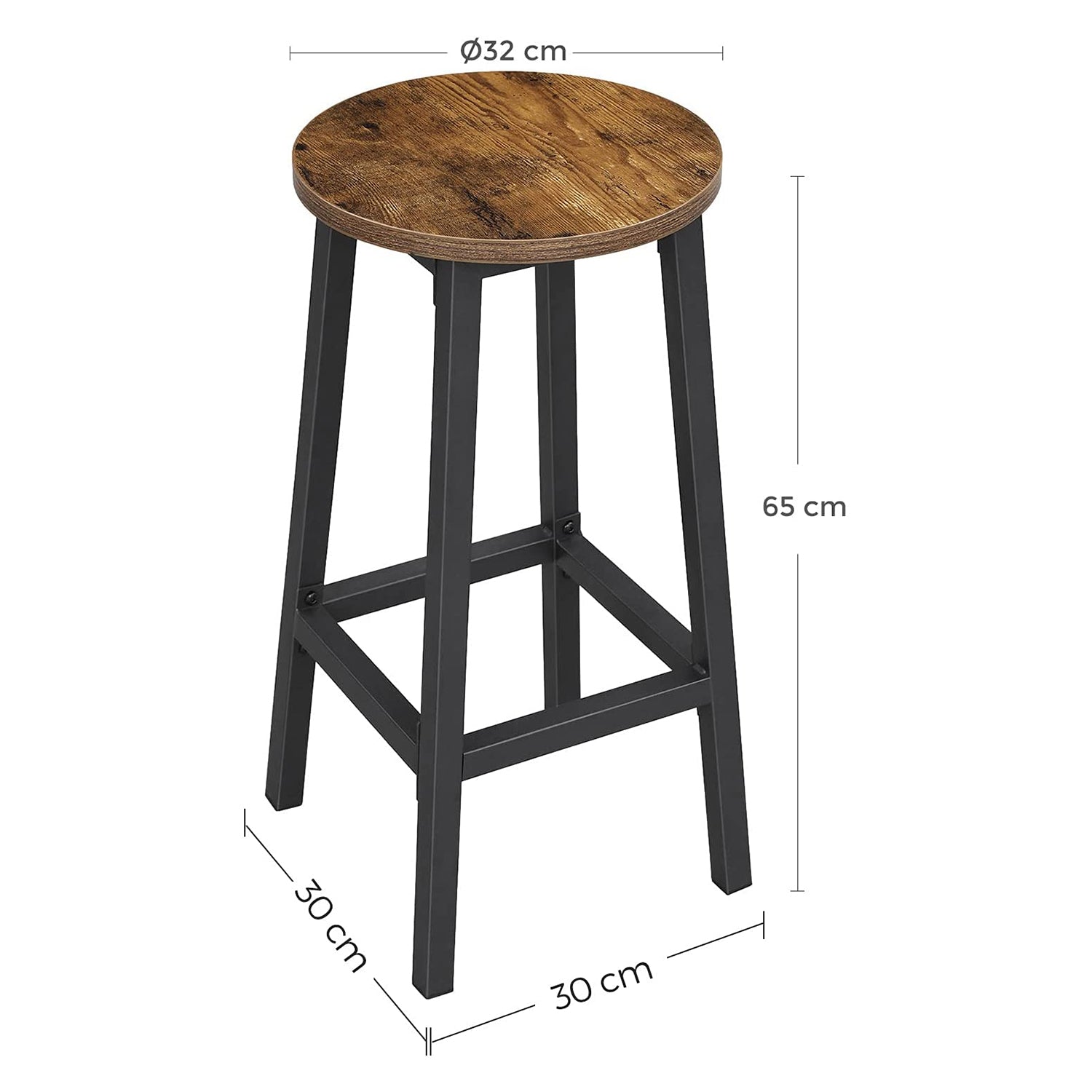 Barhocker - 4 - Industriedesign - Brown / Schwarz
