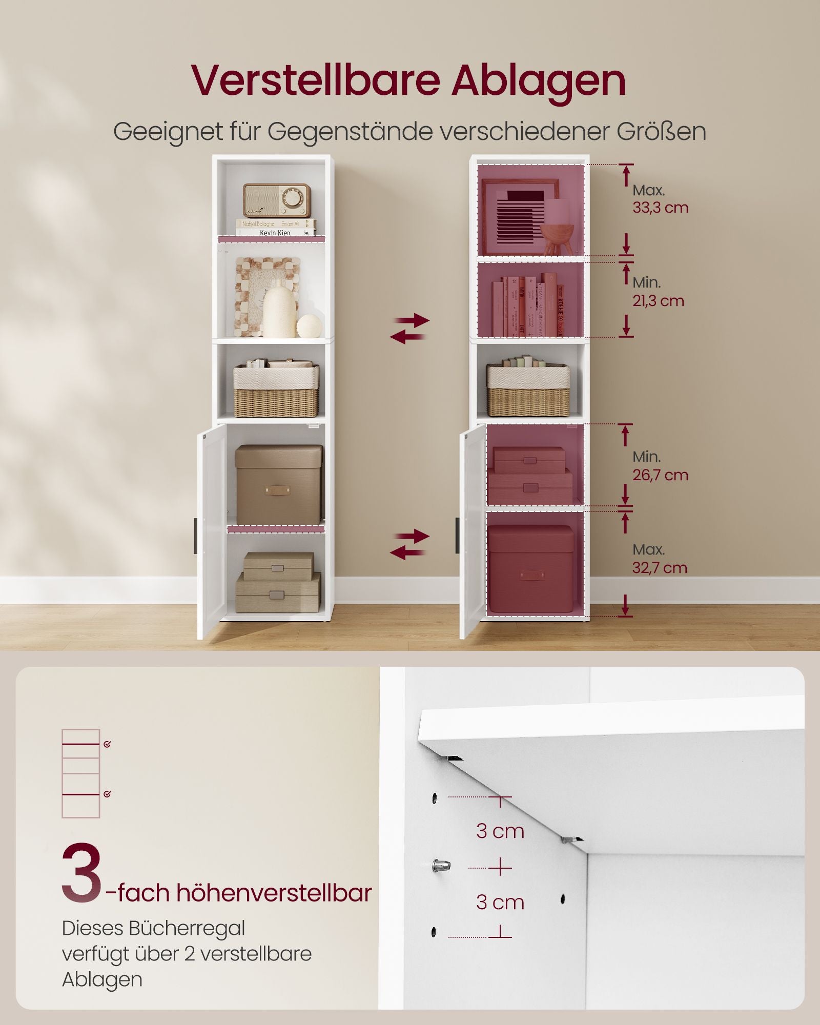 Boekenkast - Staand met Meerdere Ebenen - Wolkwit - 24 x 31,8 x 145,9 cm