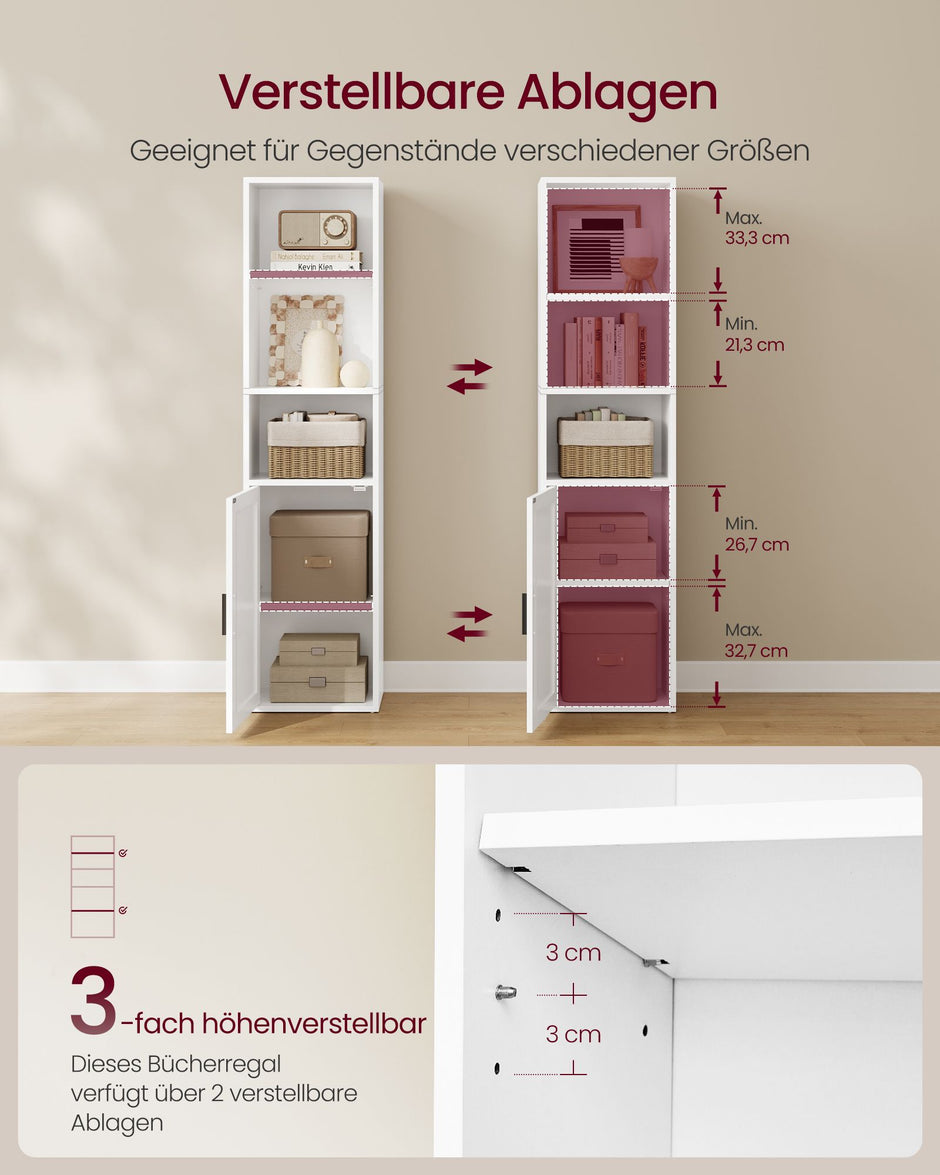 Boekenkast - Staand met Meerdere Ebenen - Wolkwit - 24 x 31,8 x 145,9 cm