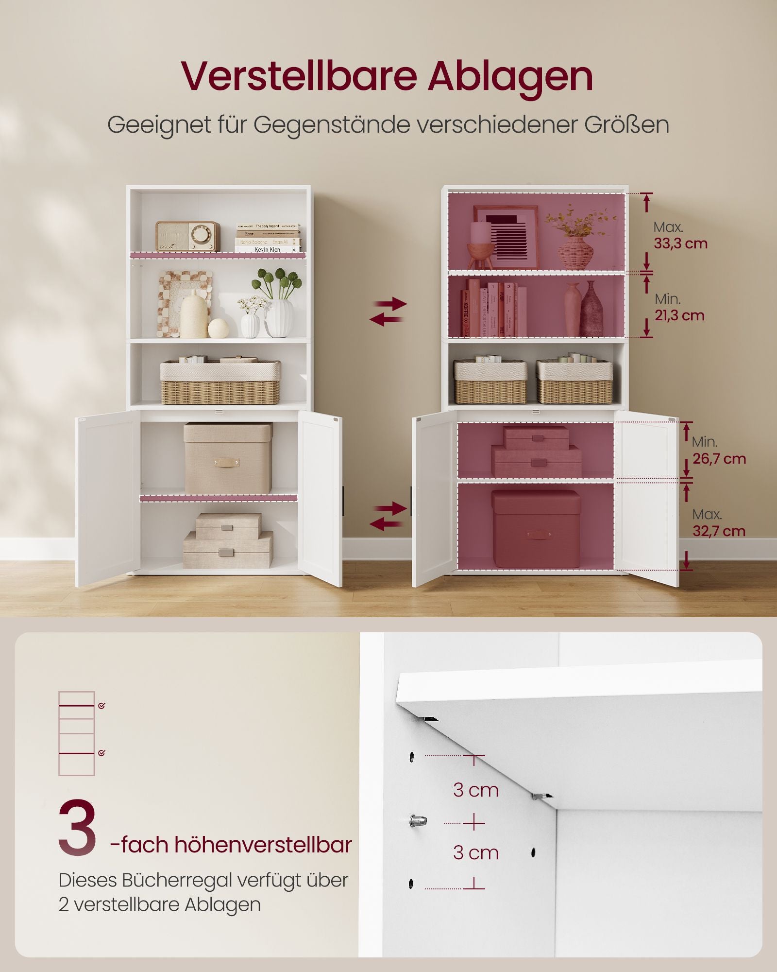 Boekenkast - Staand met Meerdere Ebenen - Wolkwit - 24 x 60 x 145,9 cm