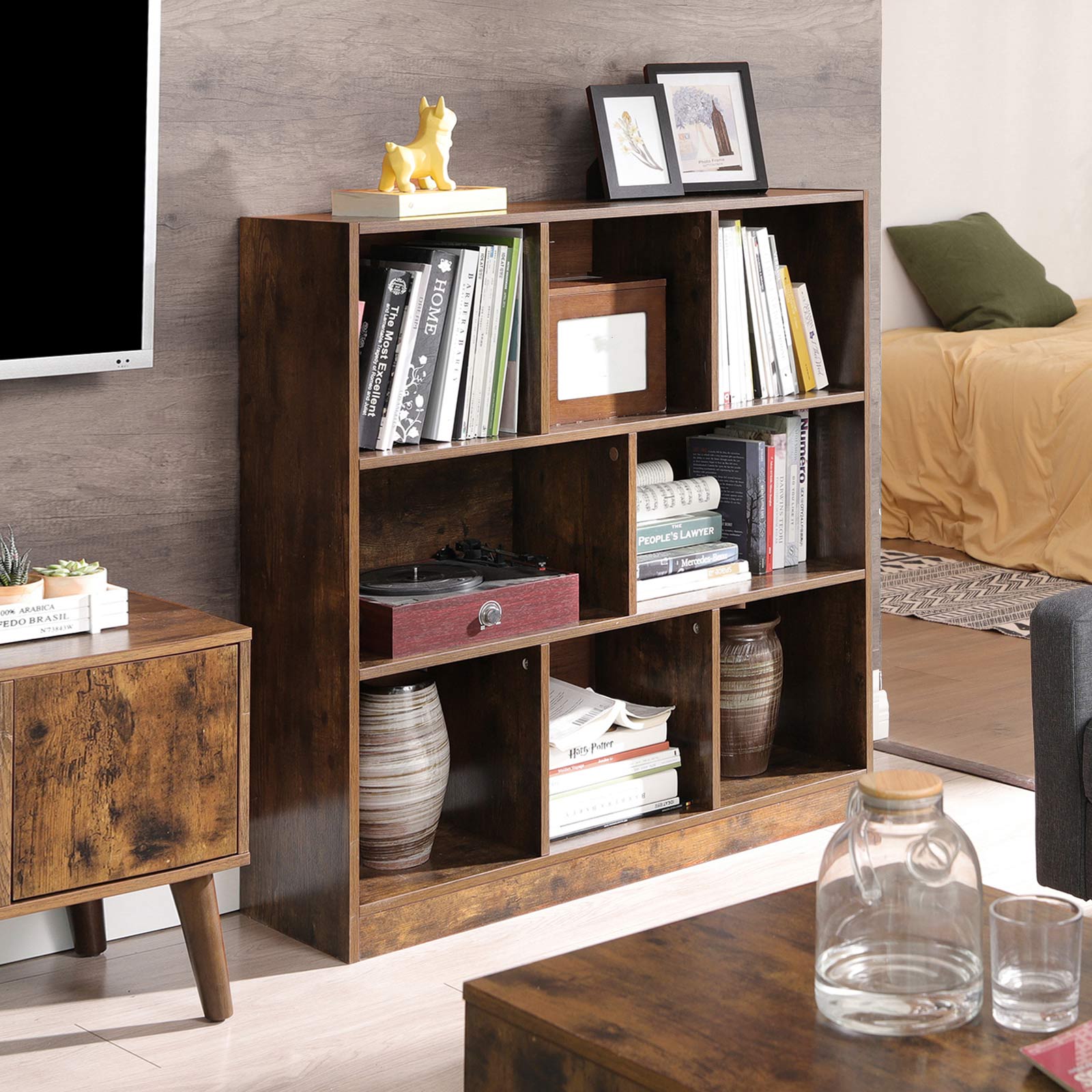 Bücherregal - Kubus Board - Lagerschrank mit offenen Fächern - Vintage Brown