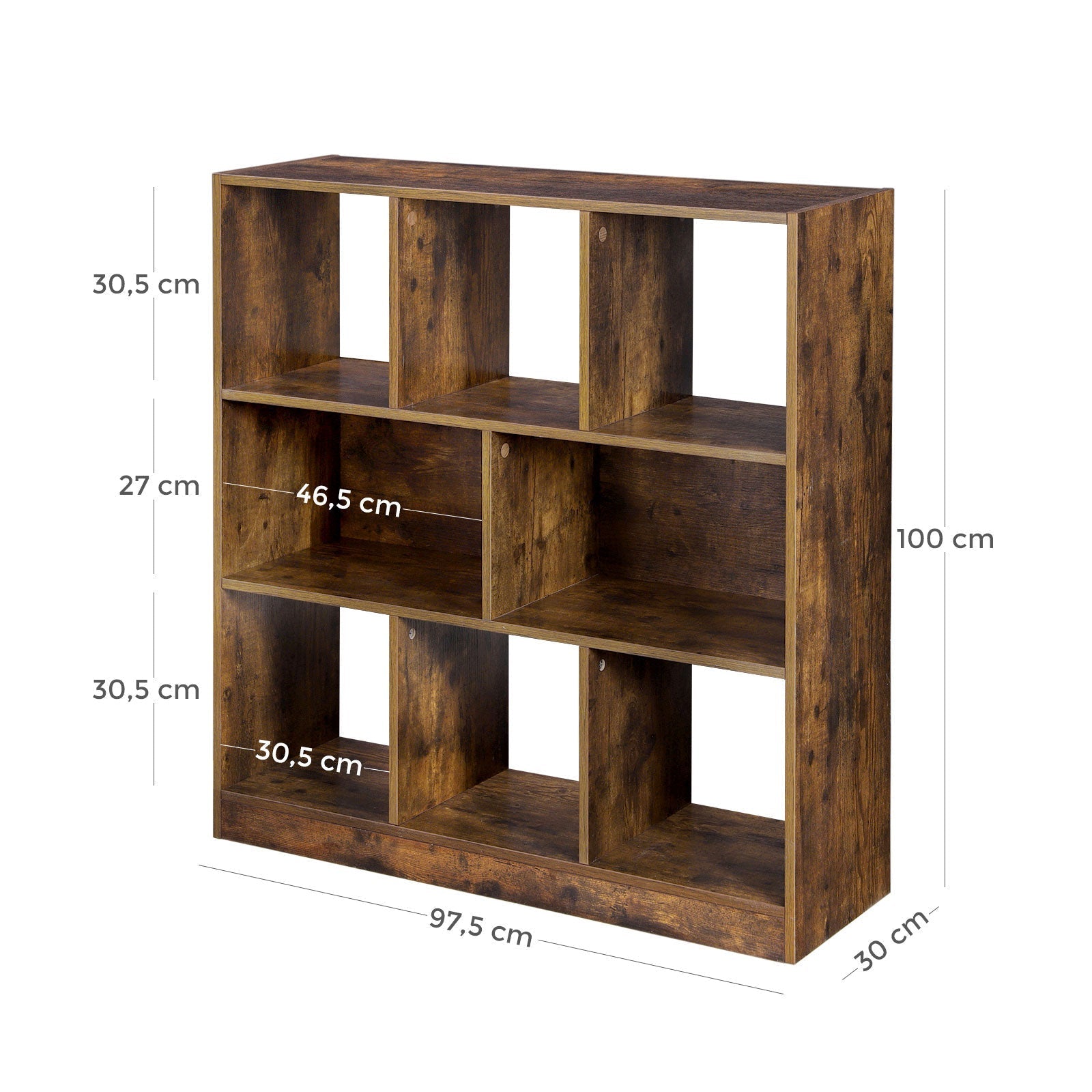 Bücherregal - Kubus Board - Lagerschrank mit offenen Fächern - Vintage Brown