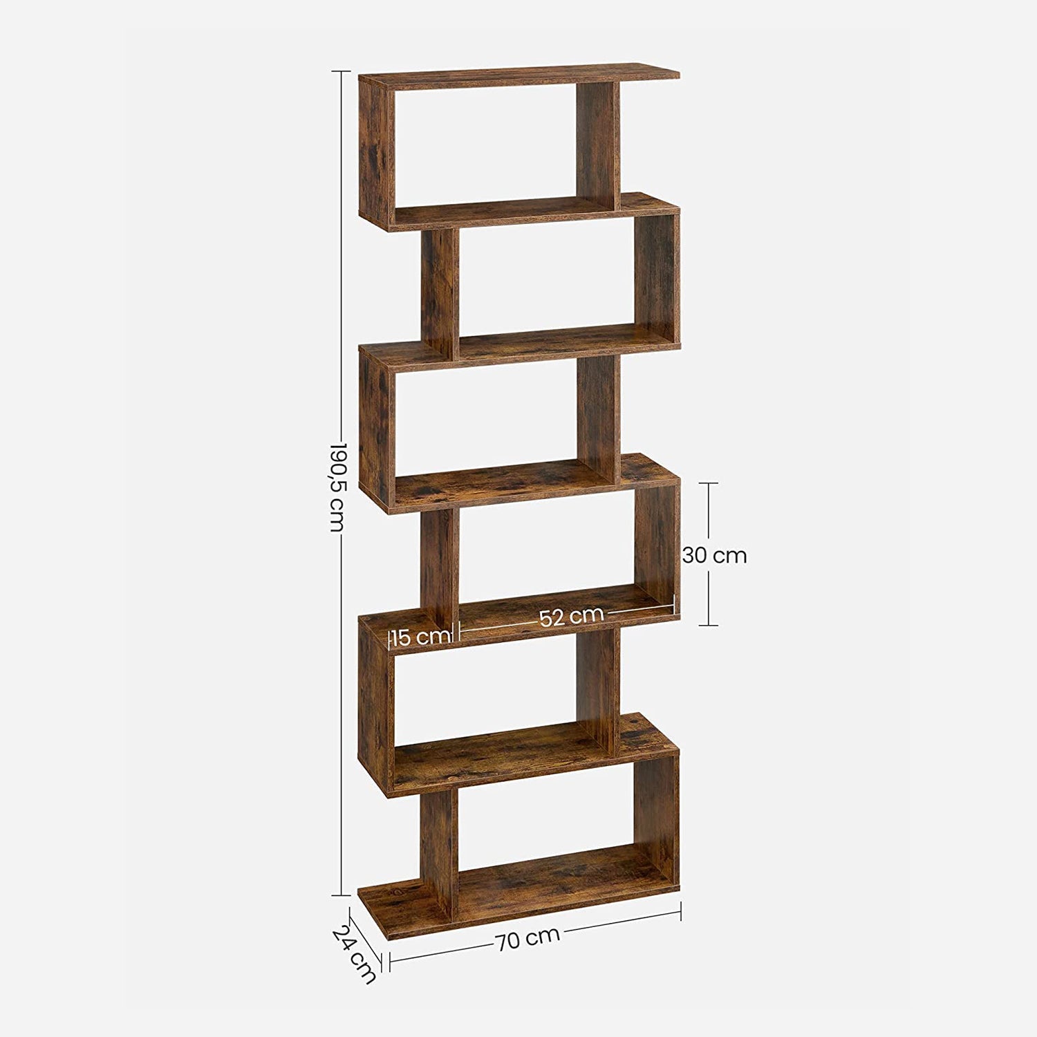 Bücherregal - abgelöst - 6 Levels - Präsentationsschrank - Brown