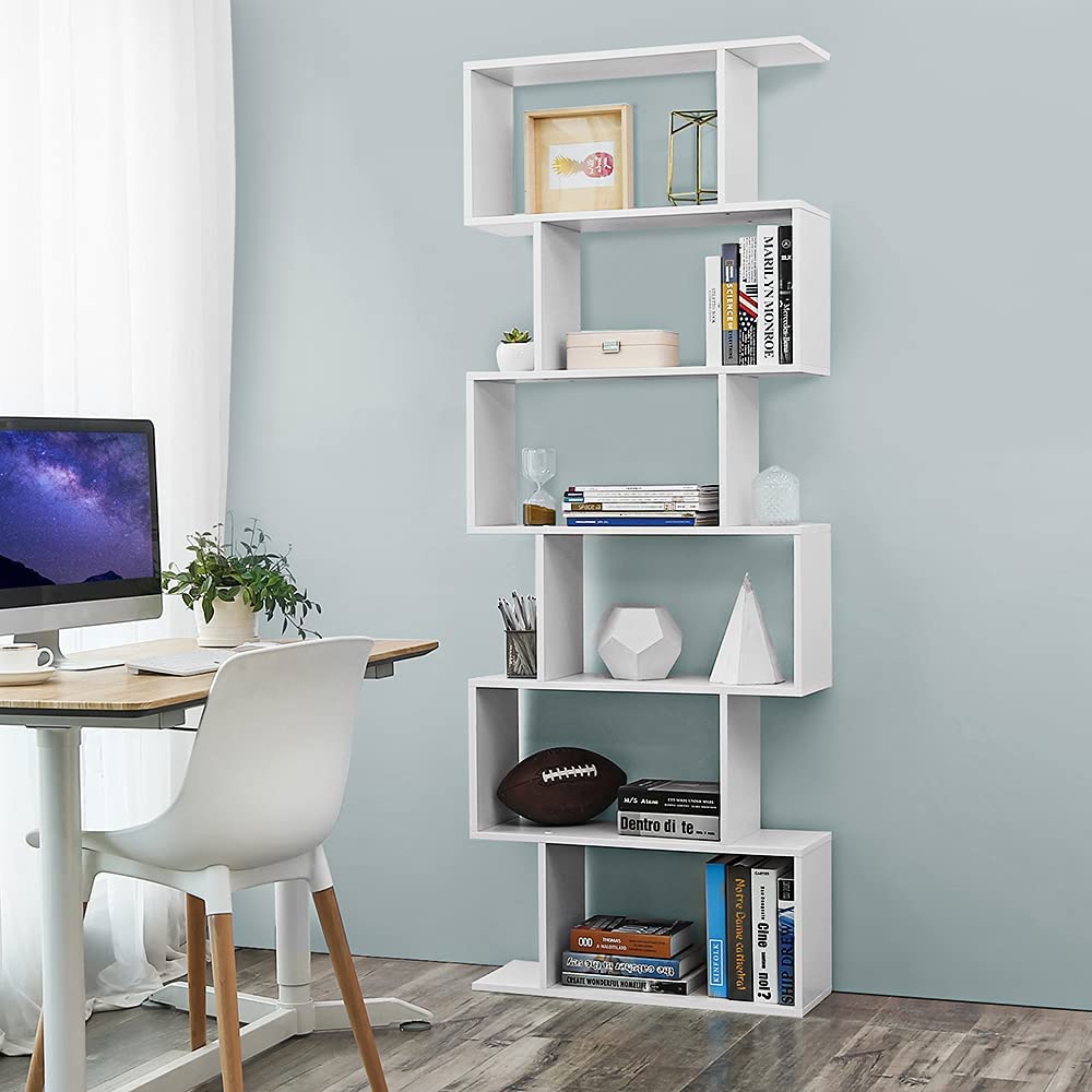 Bücherregal - 6 Level - dekorativ - weiß