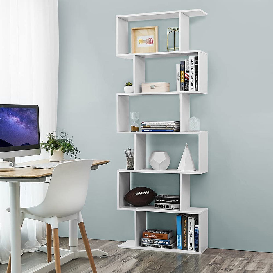 Bücherregal - 6 Level - dekorativ - weiß
