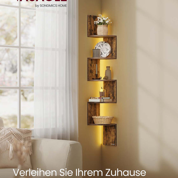 Hoekplank – LED-Verlichting – Veelzijdige Wandplank – Woonkamer of Slaapkamer