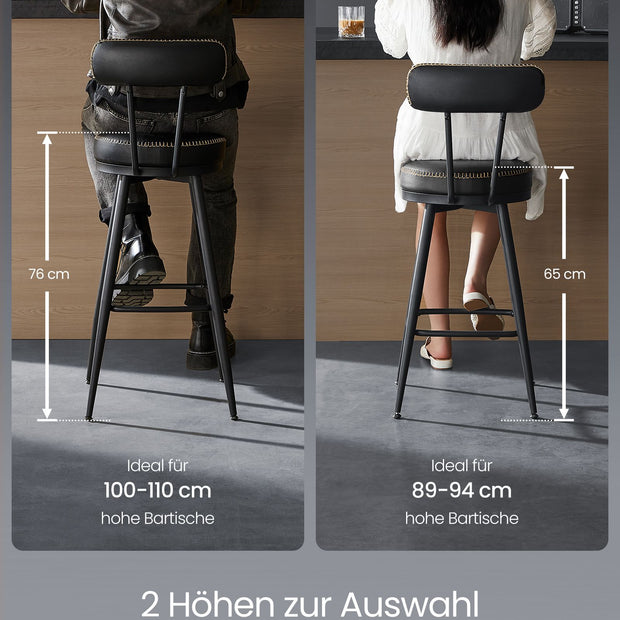 EKHO Collection - Bar Stühle 2 mit rotierender Backstreh -Tinte -Black