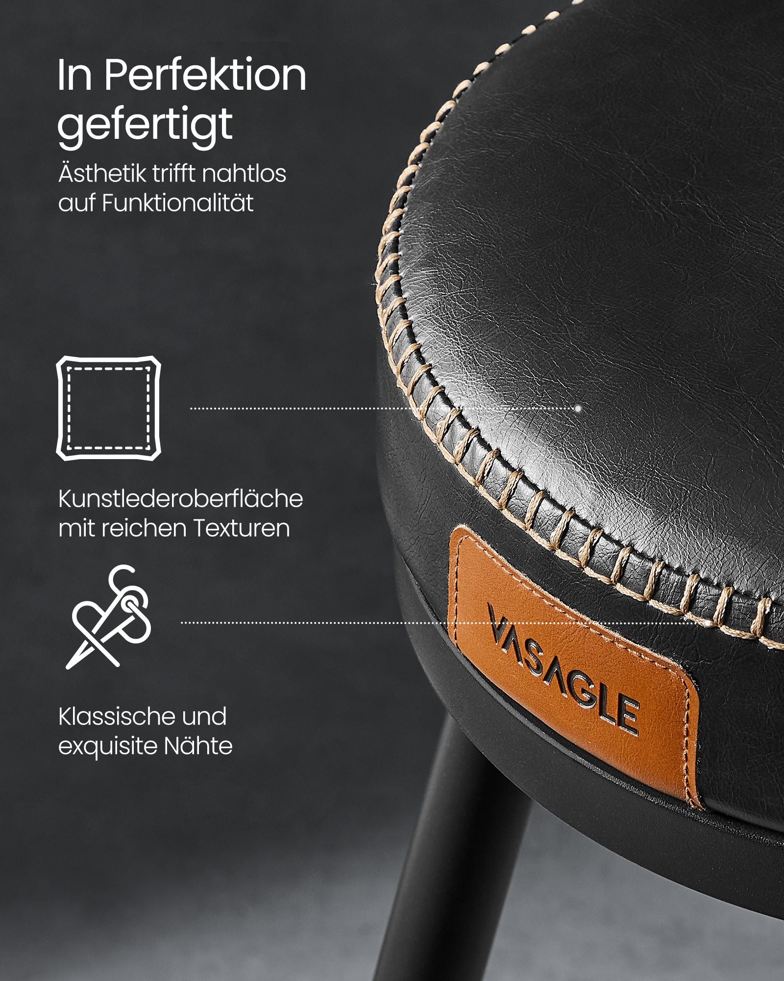 EKHO Collection - Bar Stühle 2 mit rotierender Backstreh -Tinte -Black