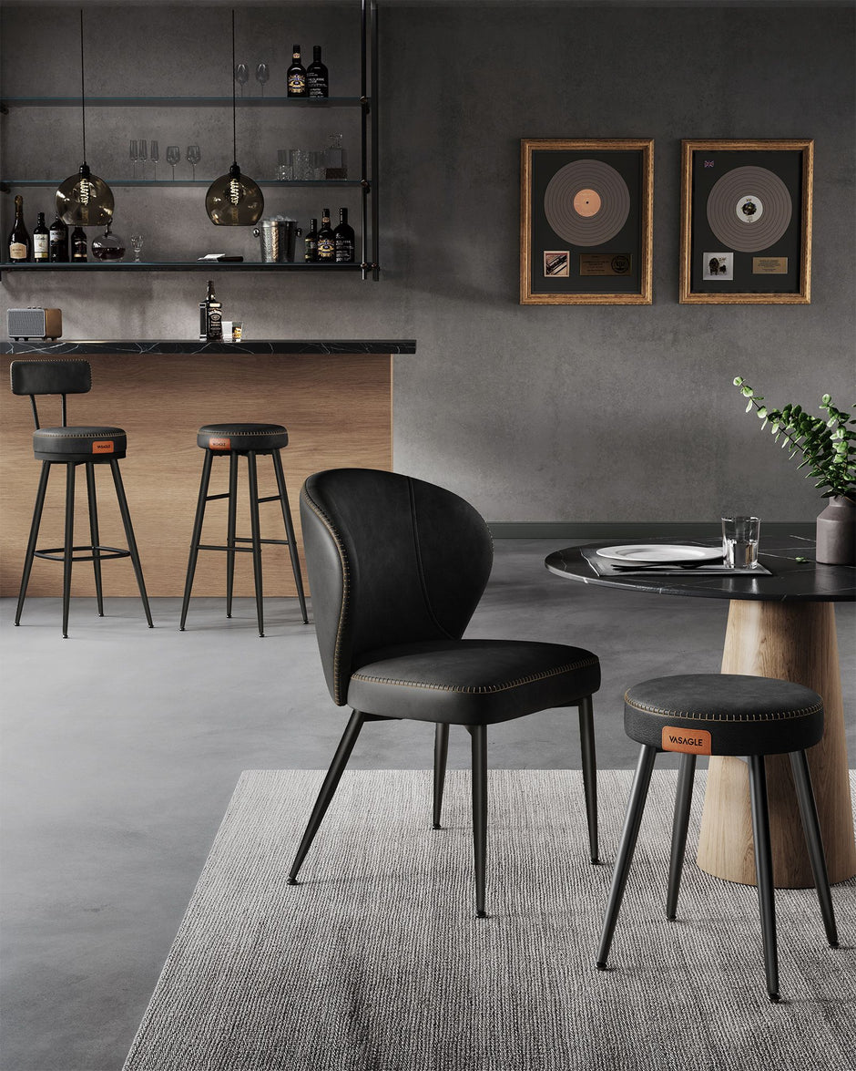 EKHO Collection - Bar Stühle 2 mit rotierender Backstreh -Tinte -Black