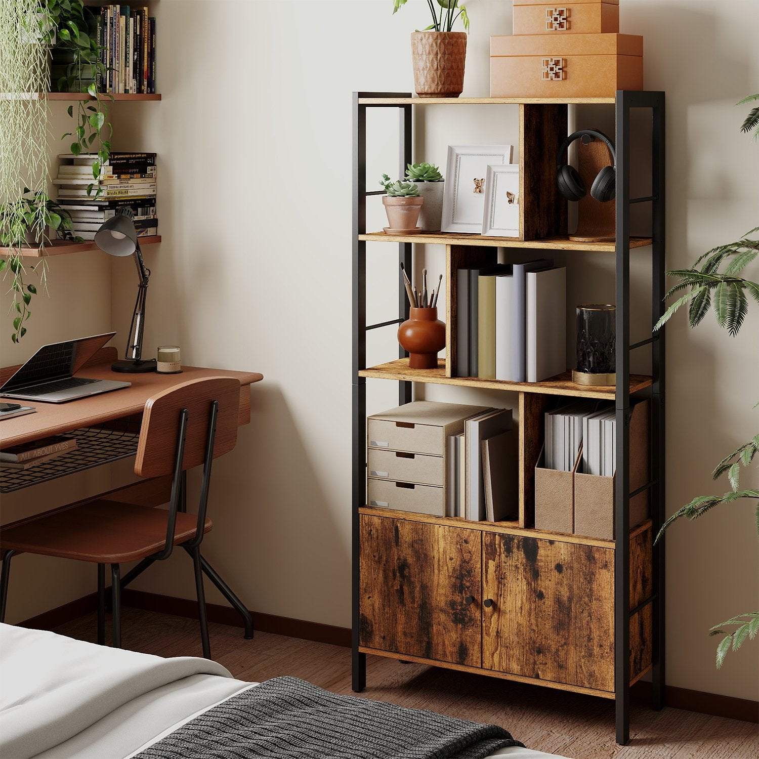 Bücherregal - mit 4 Regalen, kompakt und stilvoll