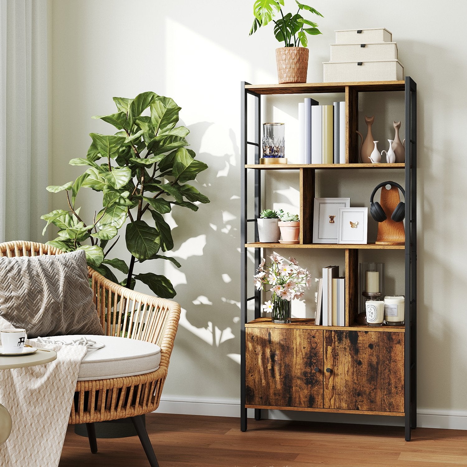 Bücherregal - mit 4 Regalen, kompakt und stilvoll