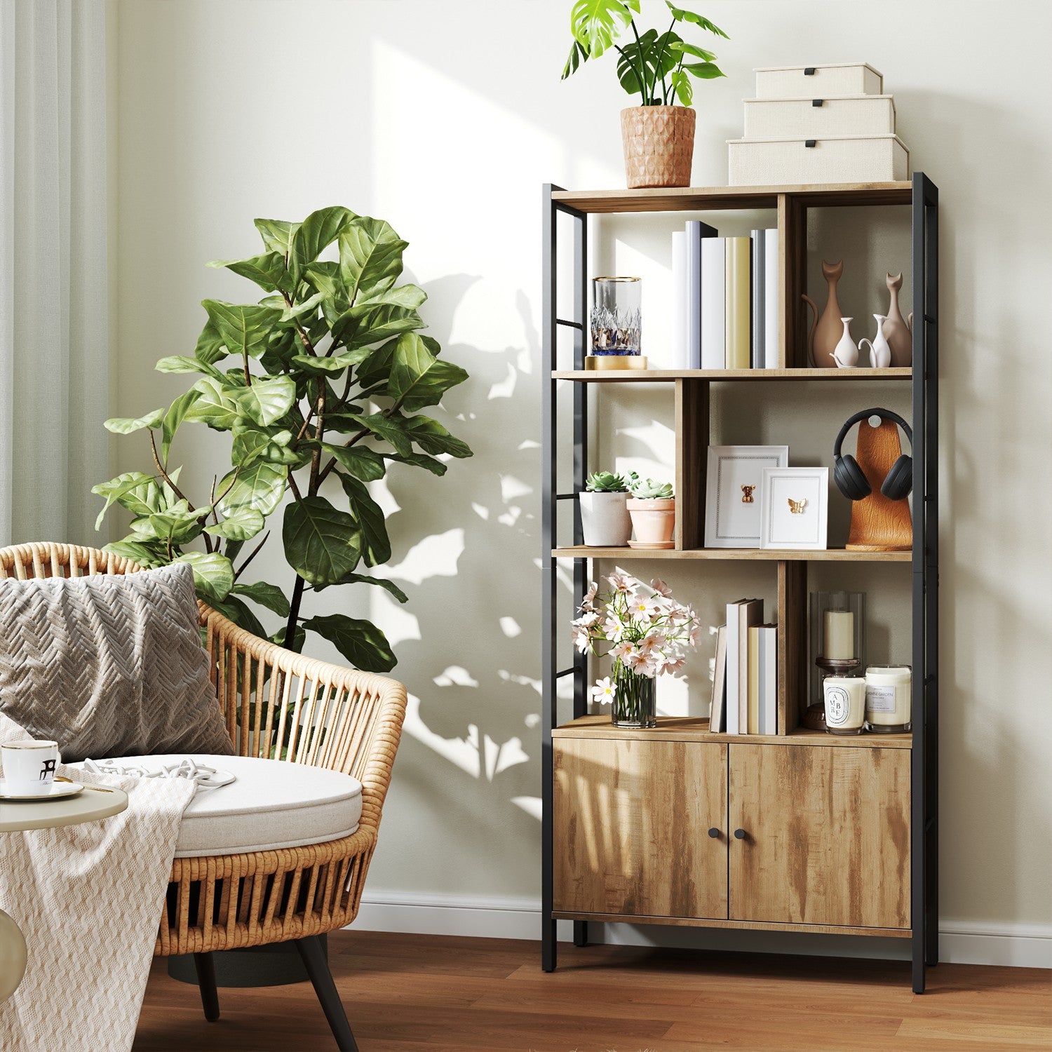 Bücherregal - mit 4 offenen Regalen, modernes Design