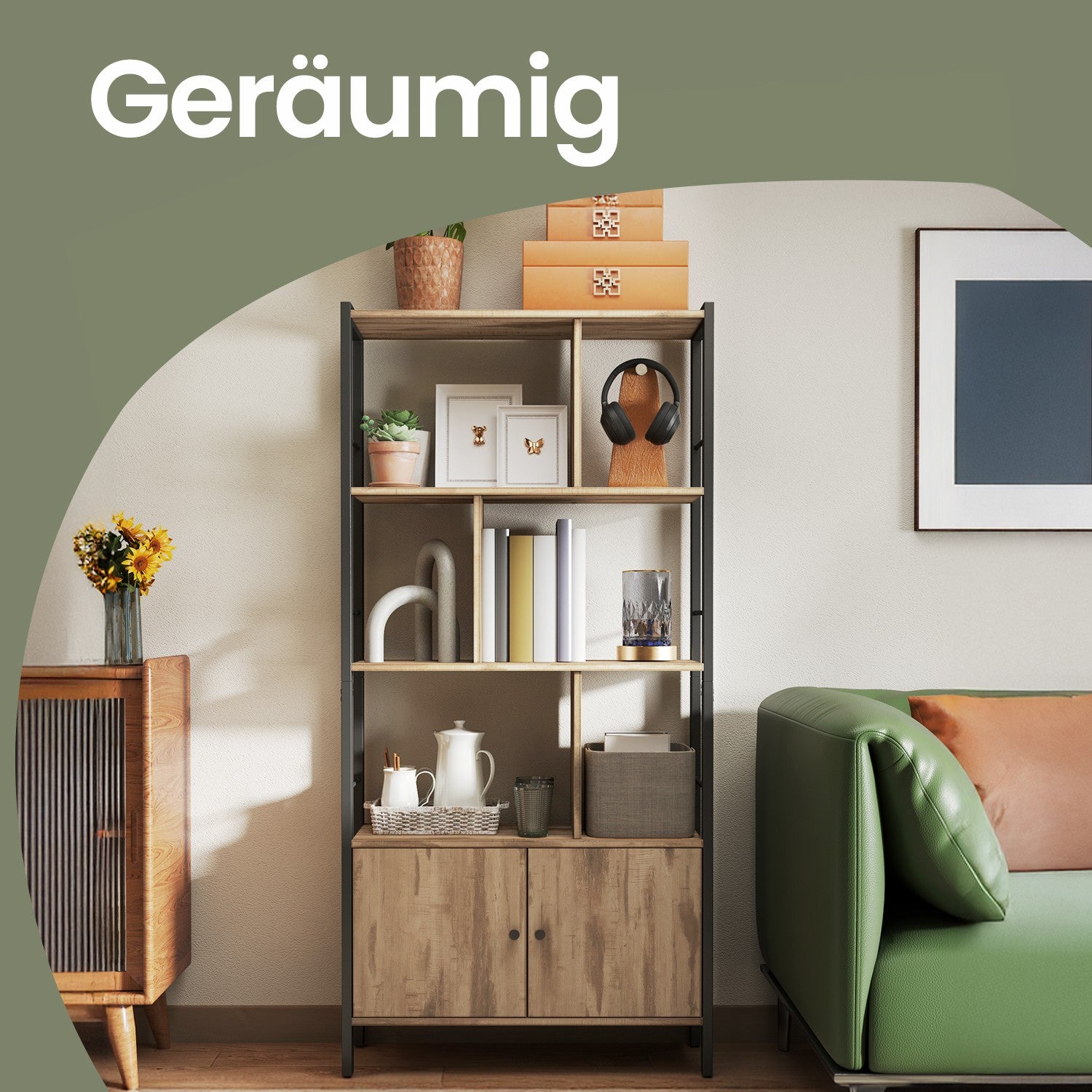 Bücherregal - mit 4 offenen Regalen, modernes Design