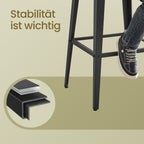 Barhocker - 2 -Set von 2 - mit Rückenlehne - EssZwart - Tinte -Black