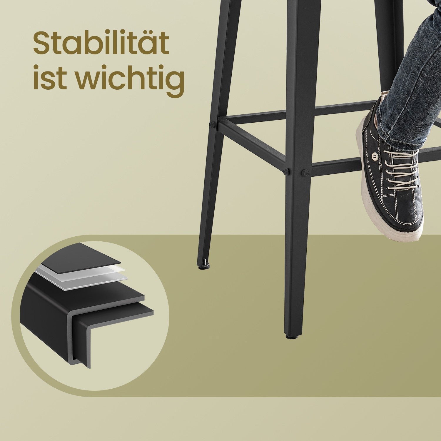 Barhocker - 2 -Set von 2 - mit Rückenlehne - EssZwart - Tinte -Black